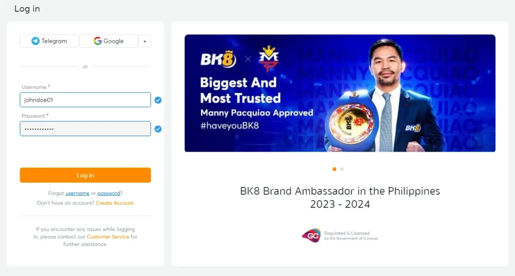 Login BK8 Account Login BK8 Account